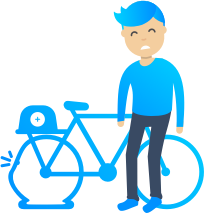 Illustrazione di un uomo con una bici che piange